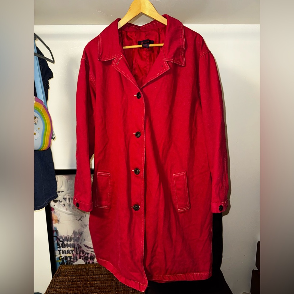 Denim&Co Red Trench Coat